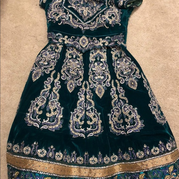 Lehenga choli green blue medium lengha wedding - Picture 3 of 4